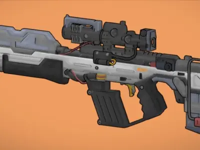 Sci-fi rifle Low-poly 3D model 5