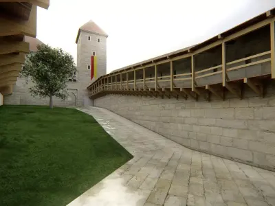 Medieval Hill Fortress European Stone Castle Complex  Low-poly 3D model