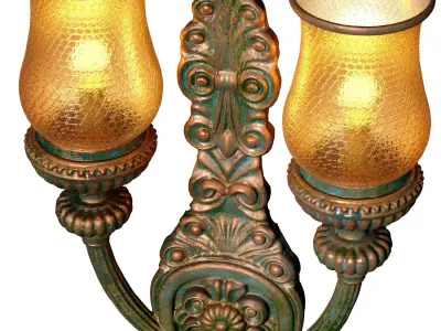 Copper Classic Wall Lamp Sconce Light with Murano Glass 3D model