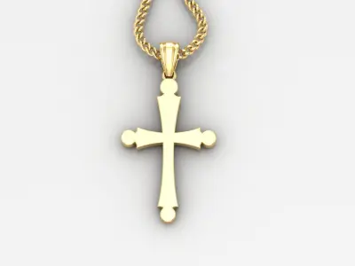 Light Gold 18K Cross Pendant 1CP027 3D print model
