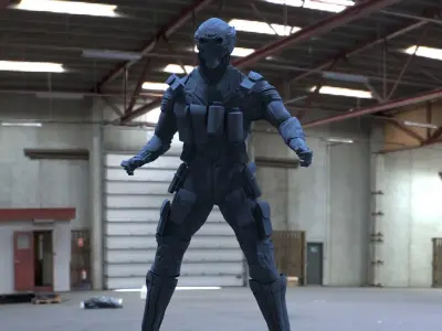 Terrorist Villain with mask 3D model