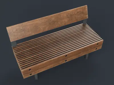 Modern Outdoor Bench 52 PBR Game Ready Low-poly 3D model