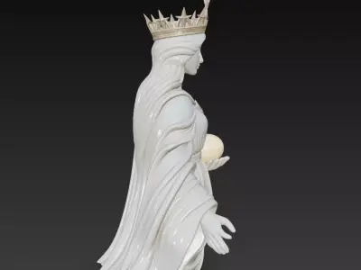 Celestial Starborne Queen - Marble Divine Oracle Statue 3D Model 3D print model