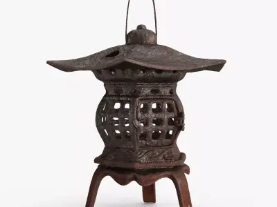 Japanese Antique Metal Lantern Low-poly 3D model