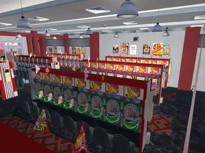Japanese Pachinko Game Center Unity Ready 3D model
