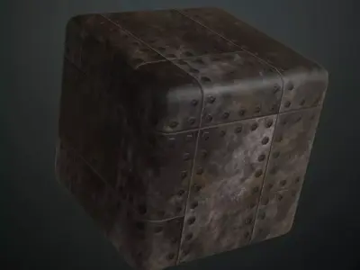 Black Rusty Riveted Metal Plate PBR Seamless Texture