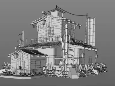 Samurai House Low poly Low-poly 3D model