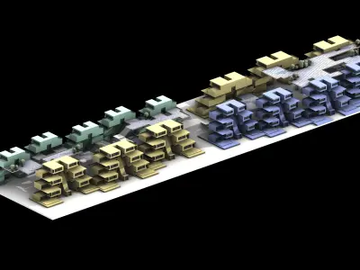 Model of Conceptional Blocked Housing  Low-poly 3D model