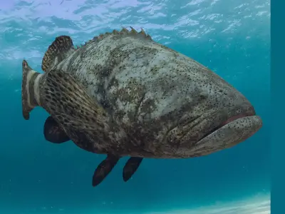 Most Real Goliath Grouper - 8k - 3d animated Low-poly 3D model