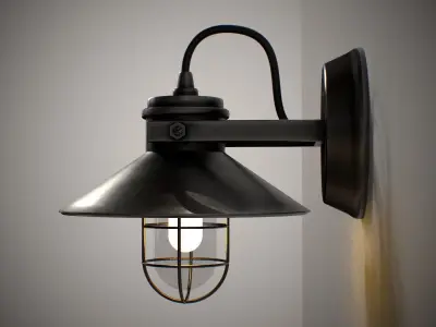 Industrial Street Lamp Low-poly 3D model