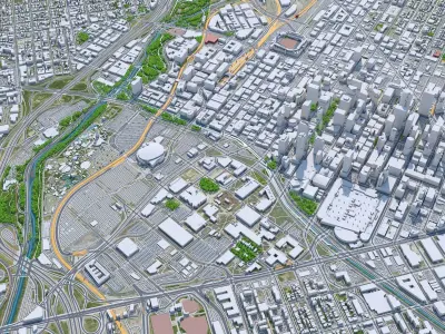 Denver Downtown Colorado USA Low-poly 3D model