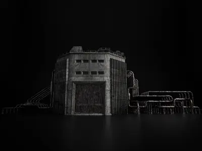 INDUSTRIAL SCIFI BUILDING 06 Low-poly 3D model