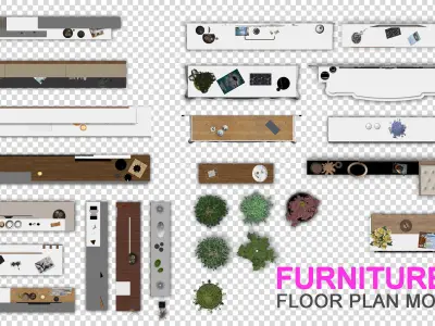 FLOOR PLAN 2d furniture top view PSD 3D model render realistic  3D model