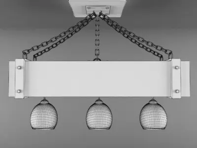 LIGHT three lights hanging from wooden beam Free 3D model