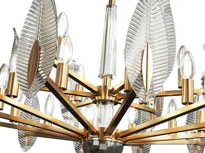 NIBA B gold leaf chandelier with glass leaves Low-poly 3D model