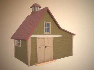 Stylized barn Low-poly 3D model