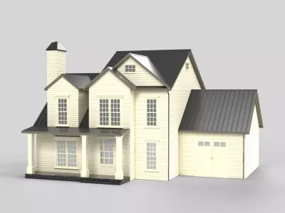 Cottage House Design 14T5  Low-poly 3D model