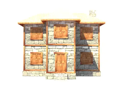 medieval house low poly village town residential house  65 Low-poly 3D model
