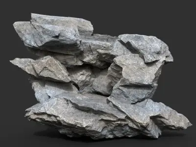 Low poly Gray Rock Formation B 190416 Low-poly 3D model