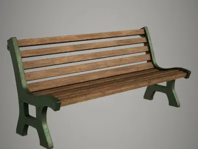 Park Bench Cast Iron Low-poly 3D model