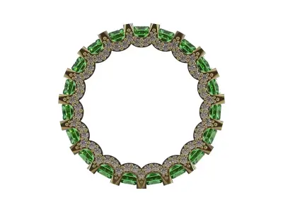Emerald and Diamond Eternity Ring model rr0144 3D print model
