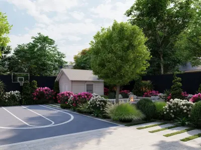 3D Exterior Scene 3D model design garden and landscape 3D model 3D model purchase