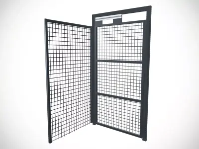 Wire Mesh Gate Industrial Low-poly 3D model