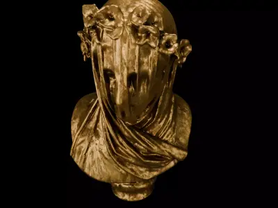 Veiled Classical Bust Sculpture - Marble and Bronze Statue 3D model