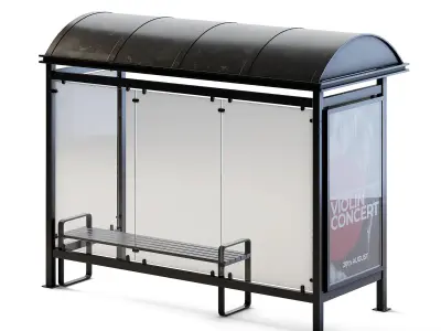Bus Stop Low-poly 3D model