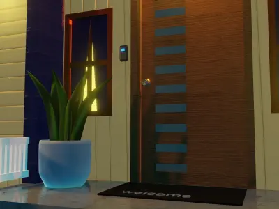 House at night with a starry sky landscape 3D model