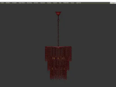 Crystal Wind Chimes Bronze Chandelier Low-poly 3D model