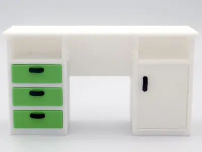 Classic Desk with functional door drawers  3D print model