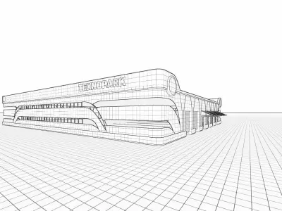 TexnoPark building in desert 3D model