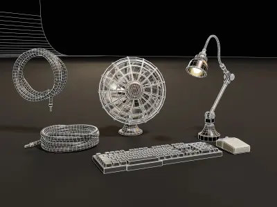 Sci-Fi Desk Accesories Low-poly 3D model