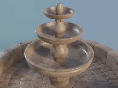Marble Fountain Low-poly 3D model