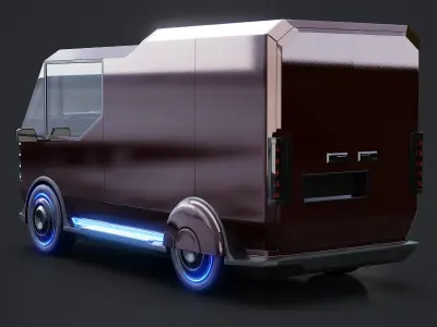  Futuristic Cyberpunk Delivery Van - Sci-Fi Electric Vehicle Concept 