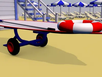 Yancher city - low poly beach Low-poly 3D model