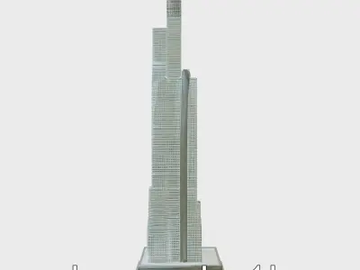 Futuristic Skyscraper Architectural Model Low-poly 3D model