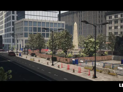 Modern City Downtown with Interiors Megapack - Buildings Low-poly 3D model