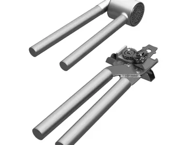 Garlic press and a can opener Low-poly 3D model