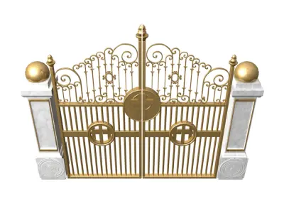 Large Gates And Pillars 3D model