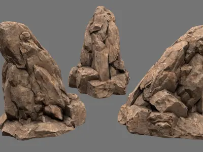 Rock Set rocks for short game Low-poly 3D model
