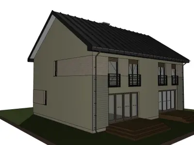 developer house two families double house model 3D model