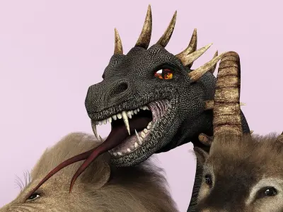  Mythical Chimera with Fur for Cinema 4D Hair and Fur 