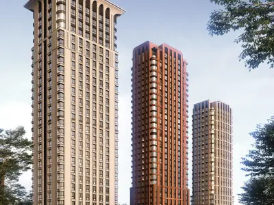Modern apartment building concept 3D model 3D model