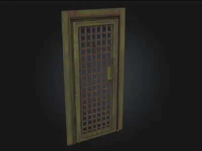 Rusty Grid Door Aged Metal Barrier 3D model