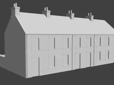 Redbrick uk semi detached victorian  house Low-poly 3D model
