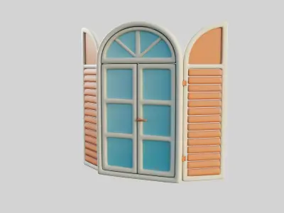 Cartoon Window 24a Low-poly 3D model