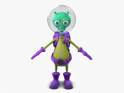 Cartoon Alien Low-poly 3D model