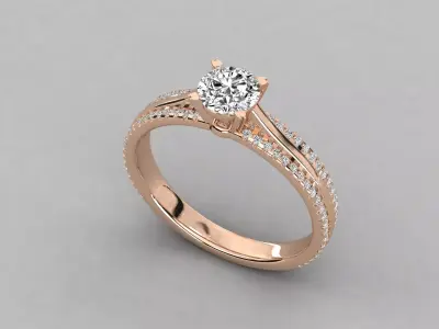 Women Light Weight Solitare Diamond Wedding Ring   23 3D print model